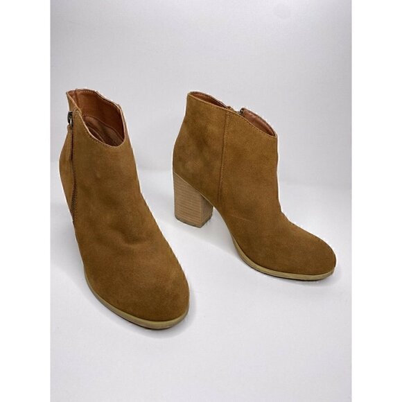 Ecote Boots Size 8 Women's Urban Outfitters Cowsuede Size Zipper Pointed Toe Tan - Picture 2 of 6